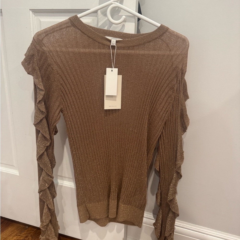 Joie Shimmering Brown Ruffle Sleeve Blouse